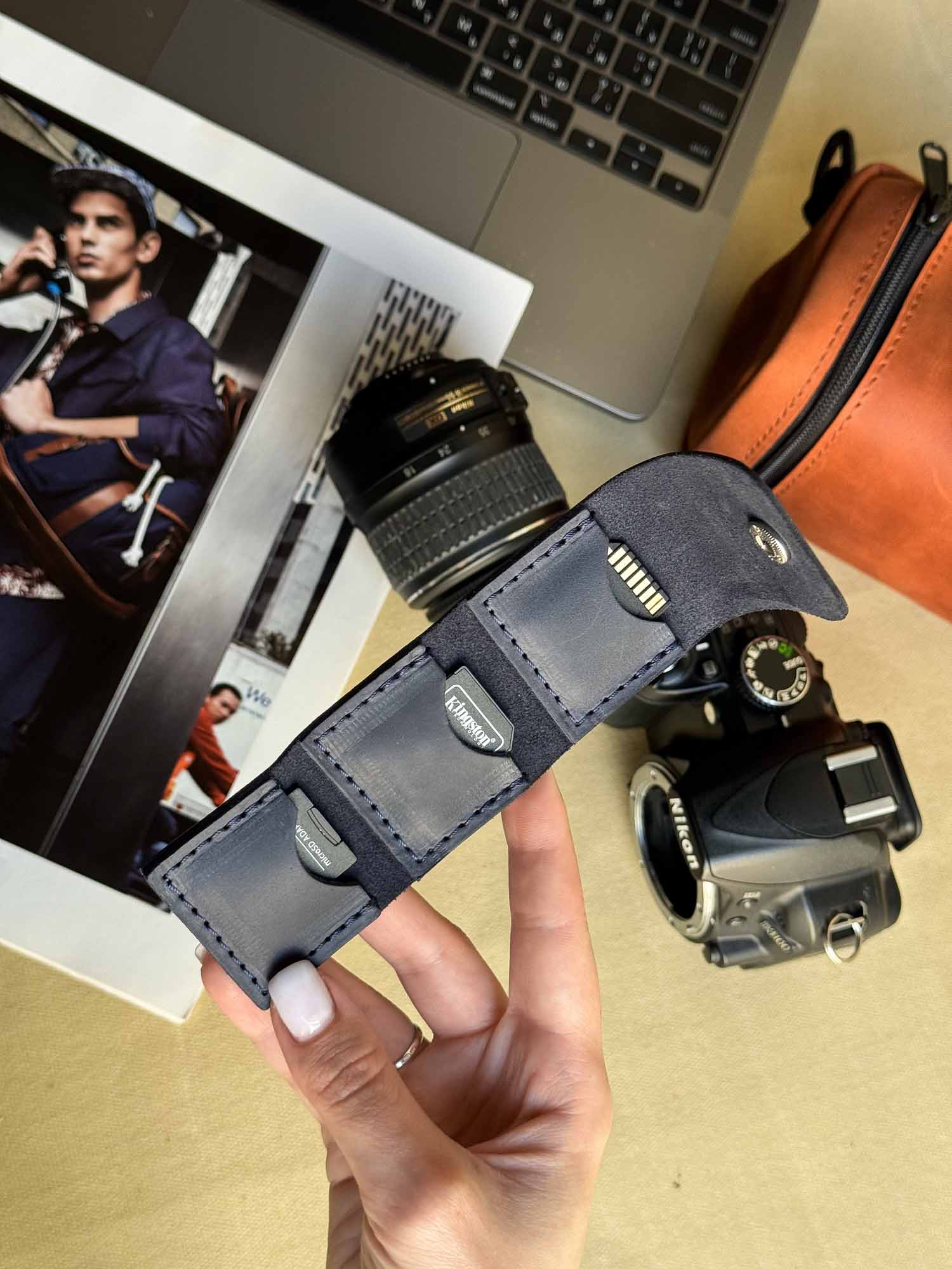 Leather SD Card Holder – 3-Slot Compact Organizer for Photographers