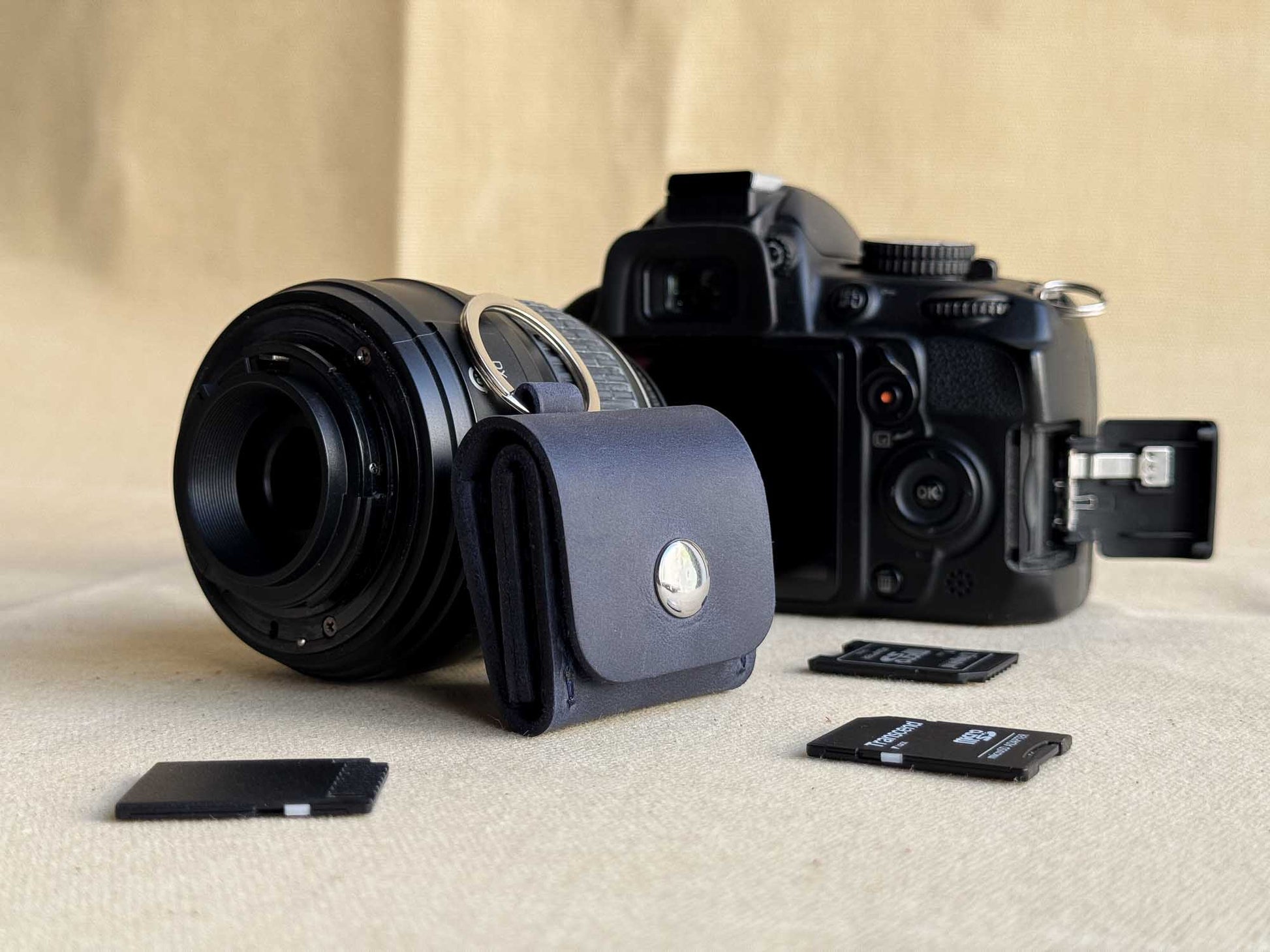 Leather SD Card Holder – 3-Slot Compact Organizer for Photographers