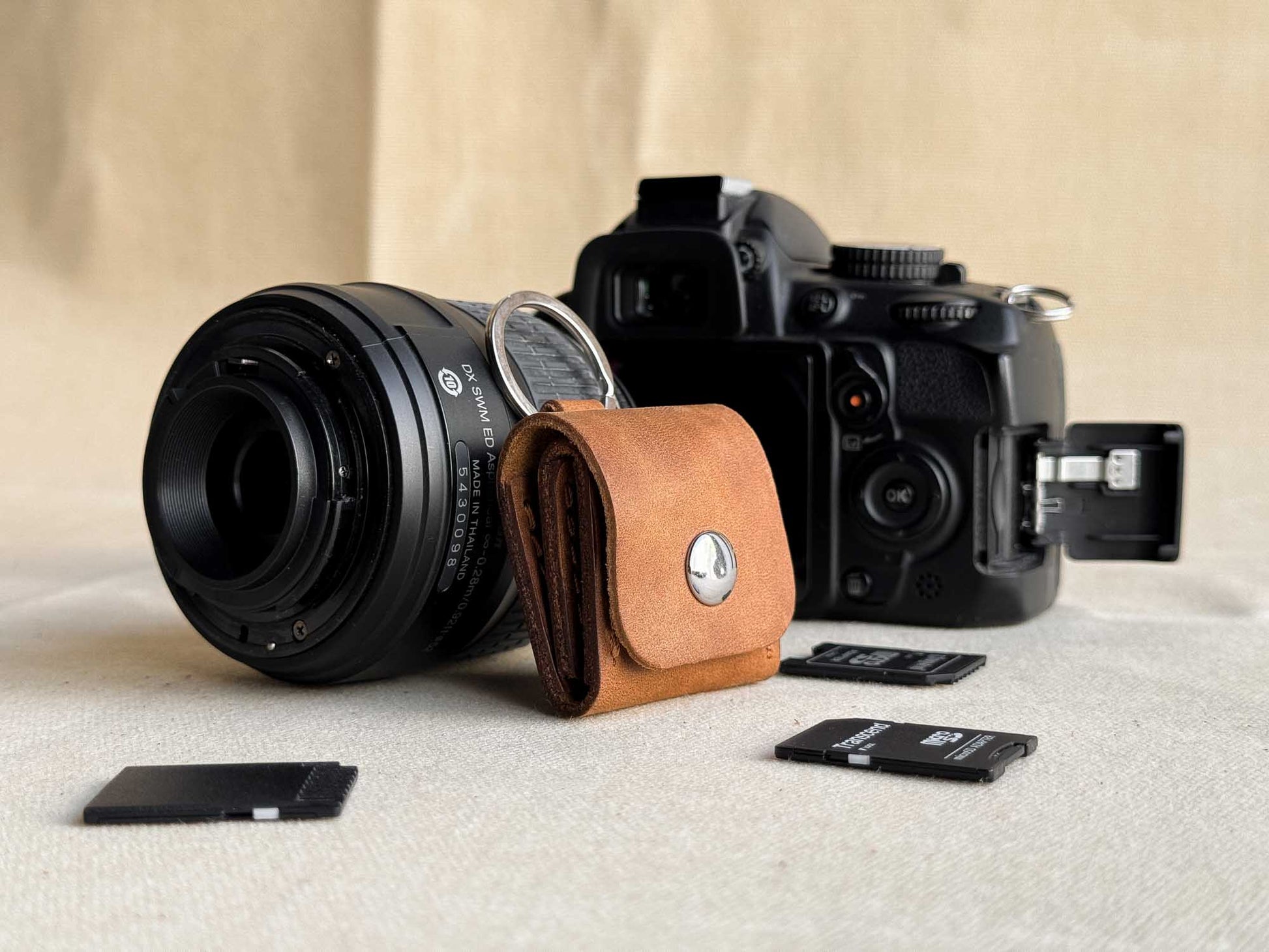 Leather SD Card Holder – 3-Slot Compact Organizer for Photographers