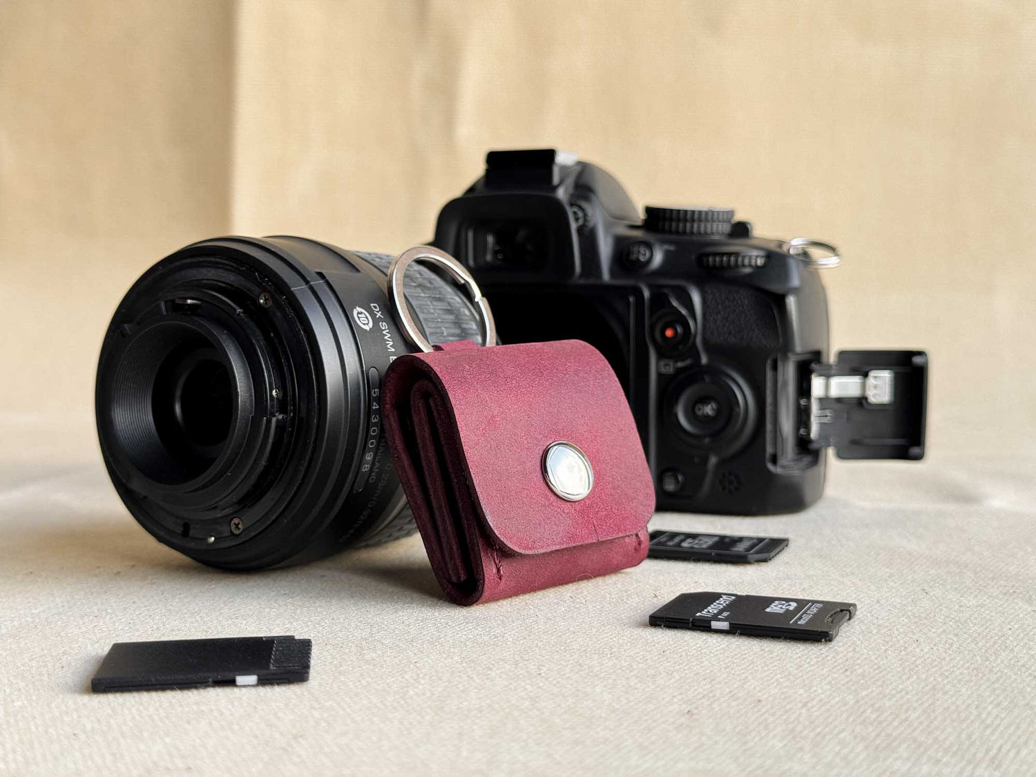 Leather SD Card Holder – 3-Slot Compact Organizer for Photographers