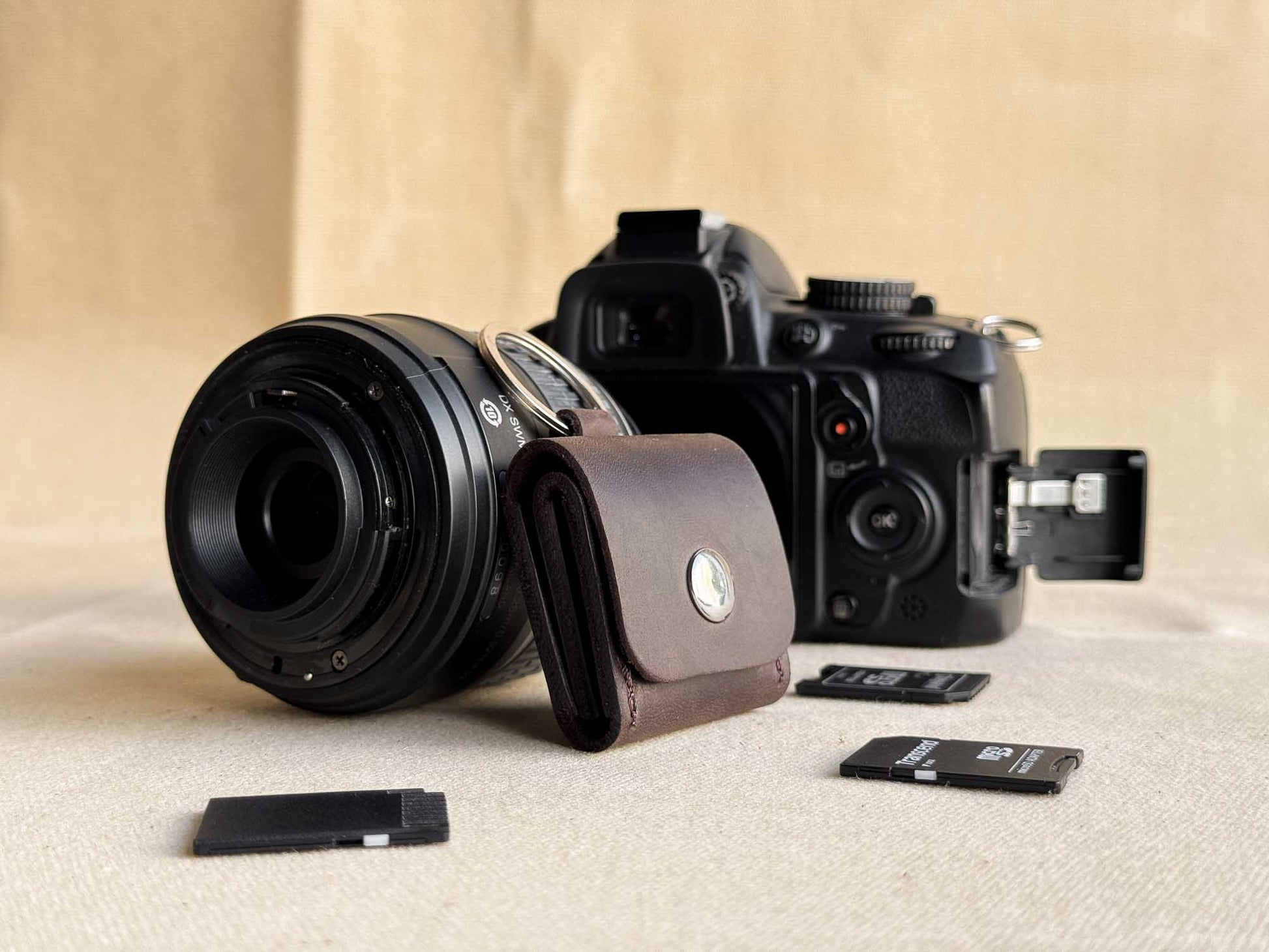 Leather SD Card Holder – 3-Slot Compact Organizer for Photographers