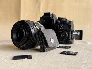 Leather SD Card Holder – 3-Slot Compact Organizer for Photographers