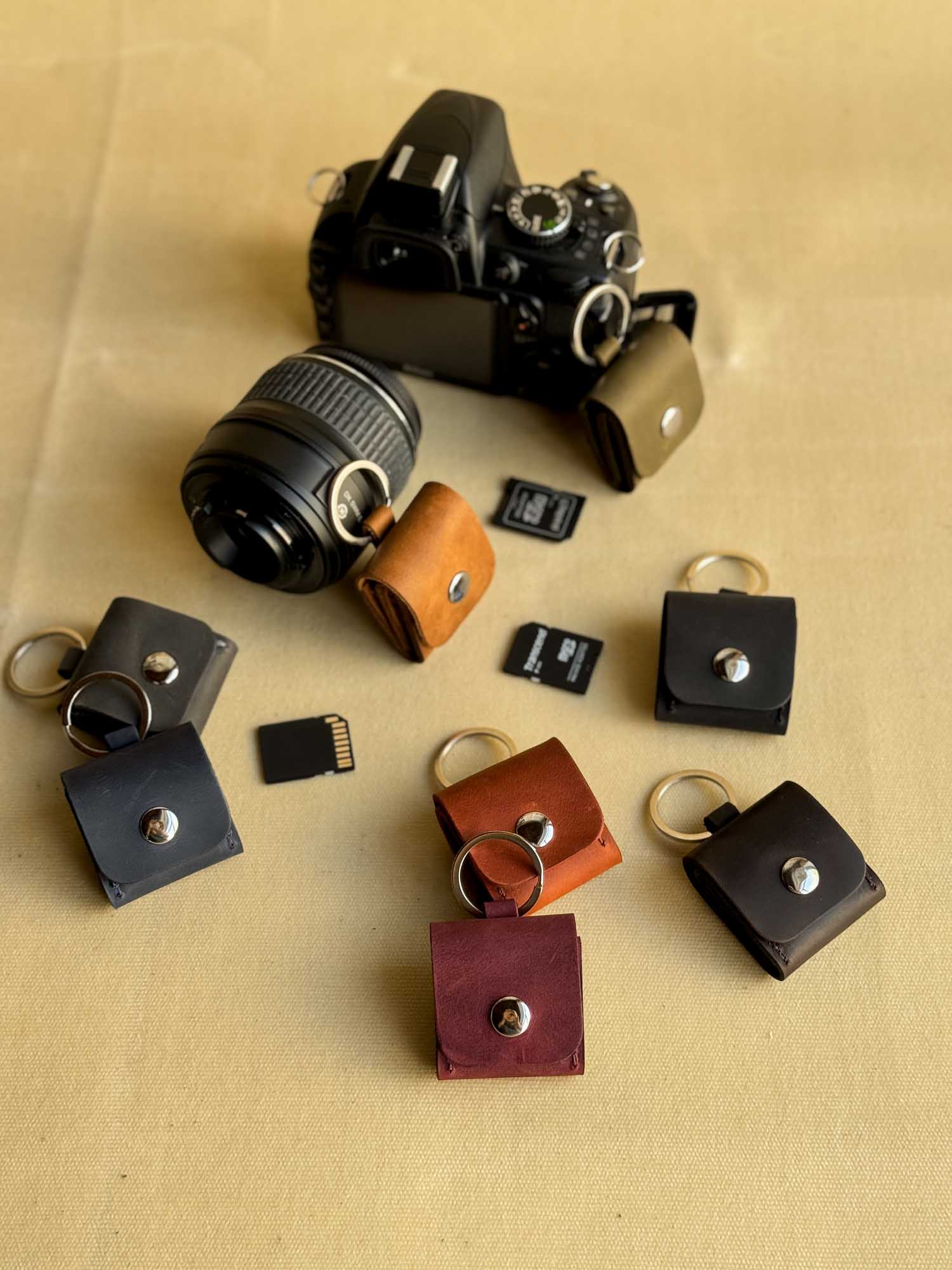 Leather SD Card Holder – 3-Slot Compact Organizer for Photographers