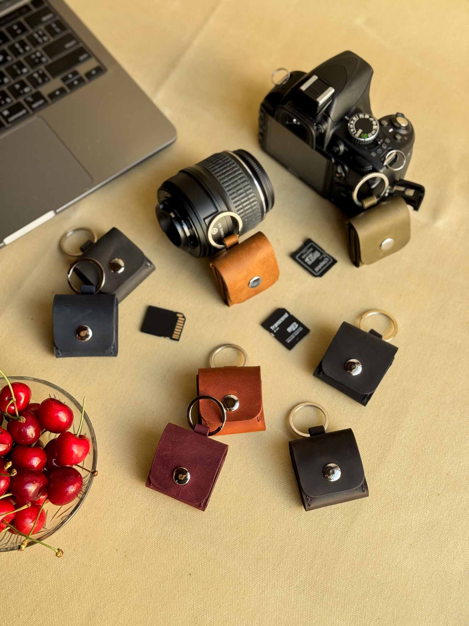 Leather SD Card Holder – 3-Slot Compact Organizer for Photographers
