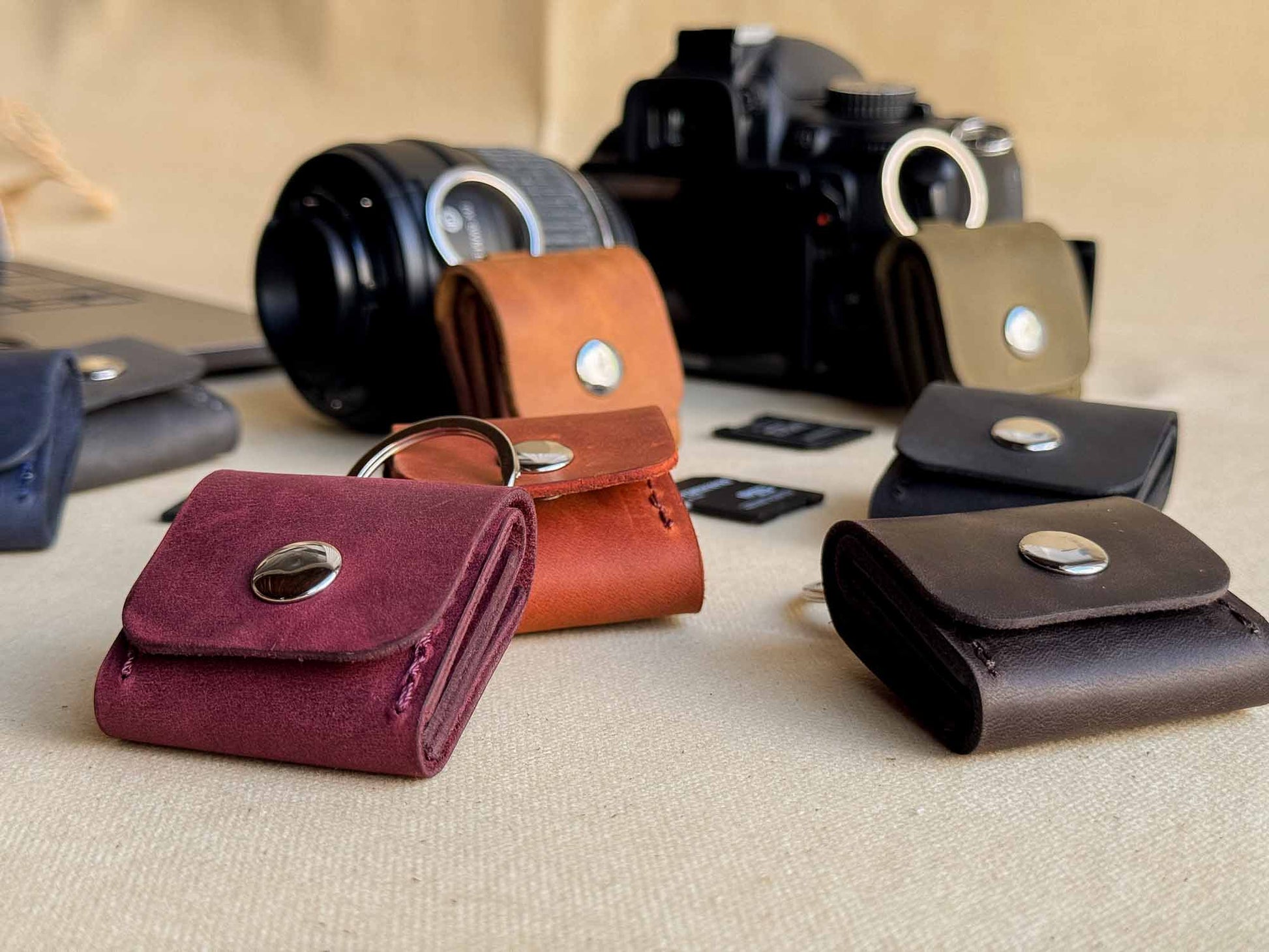 Leather SD Card Holder – 3-Slot Compact Organizer for Photographers