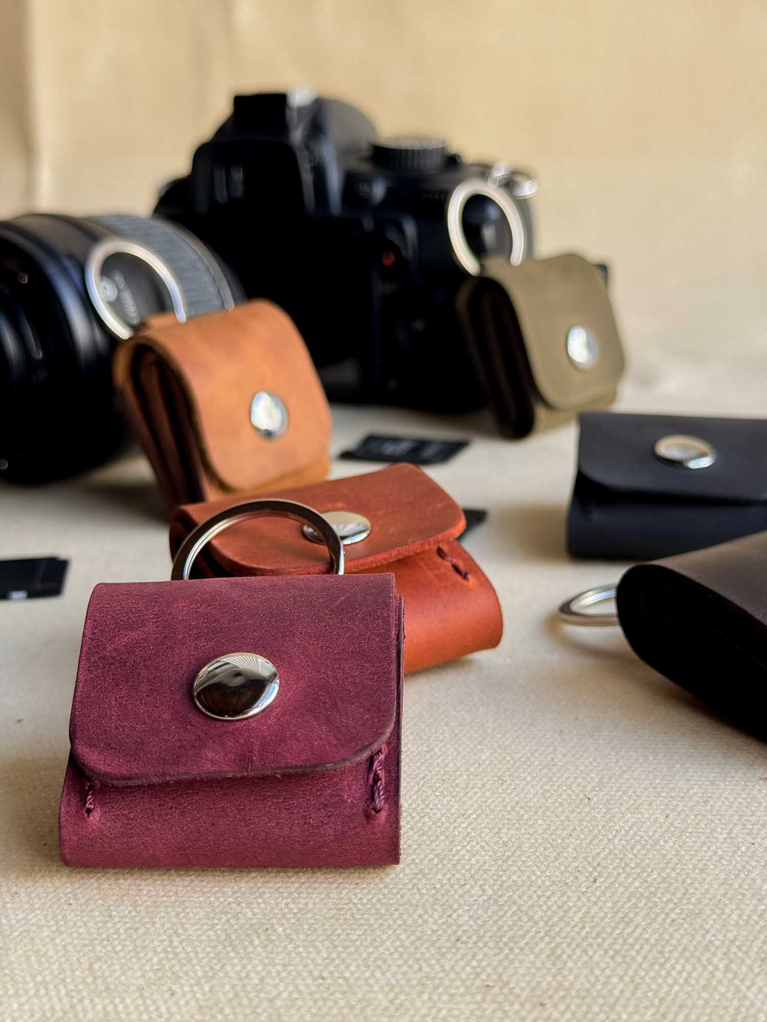 Leather SD Card Holder – 3-Slot Compact Organizer for Photographers