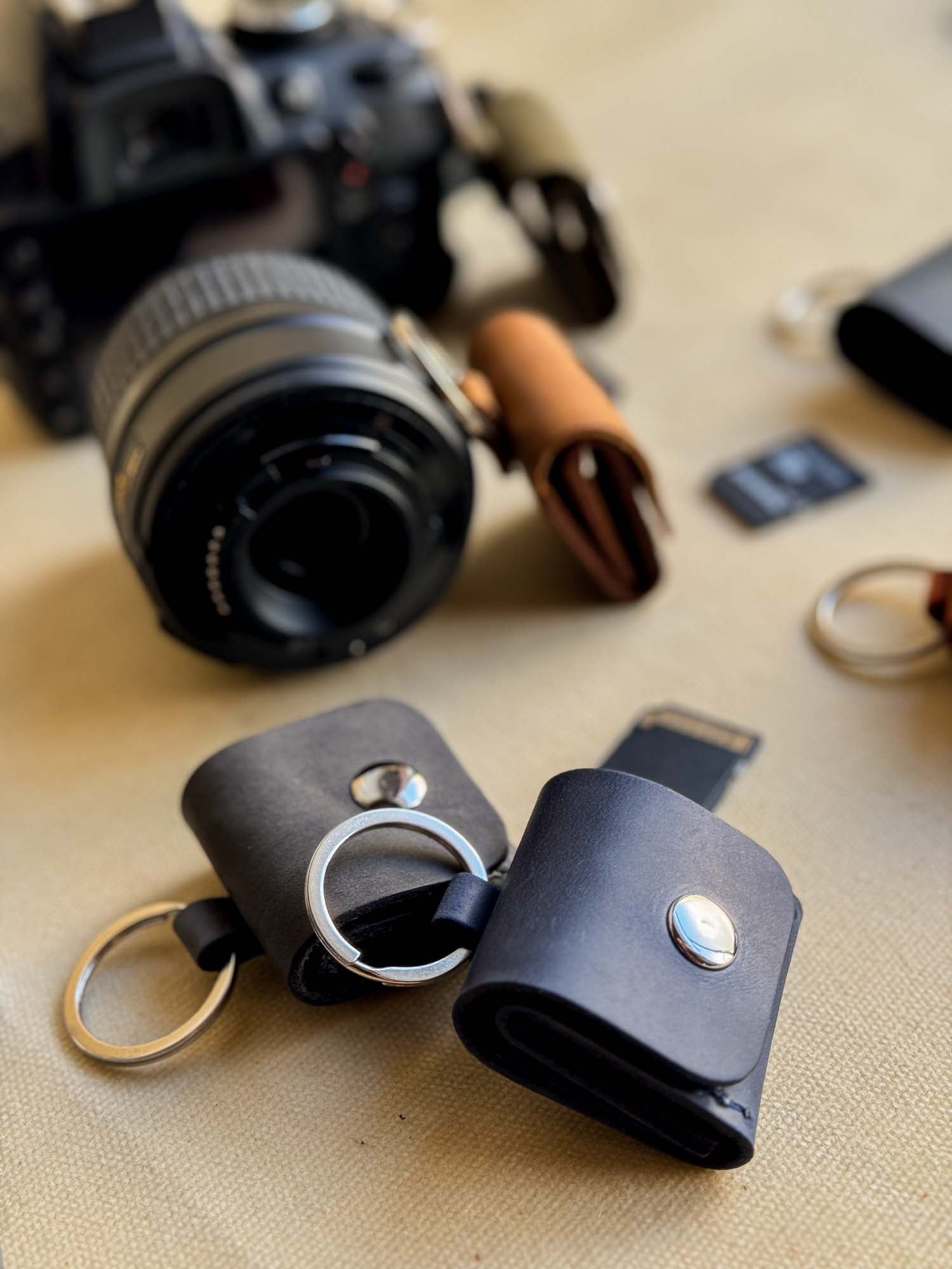 Leather SD Card Holder – 3-Slot Compact Organizer for Photographers