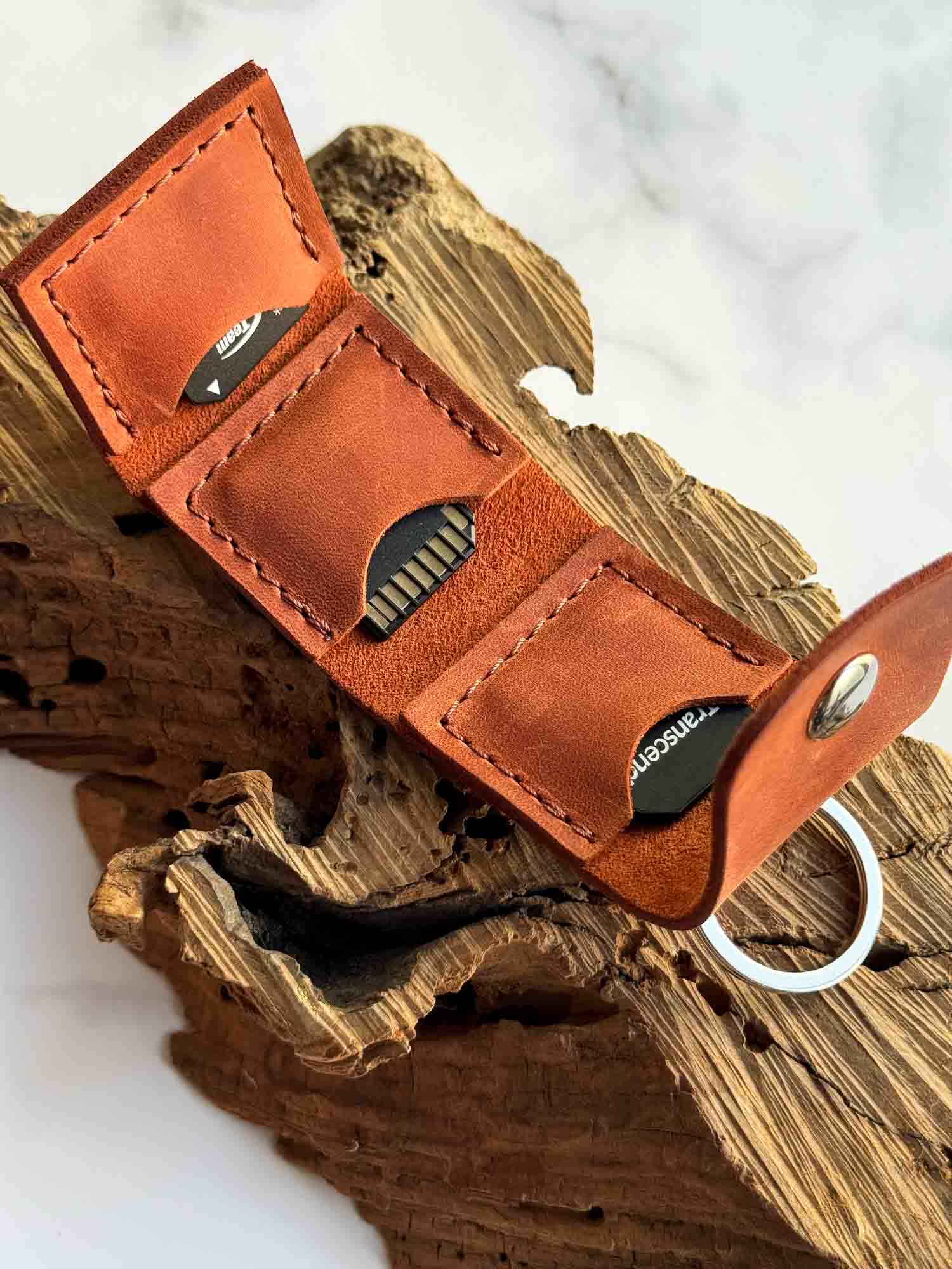 Leather SD Card Holder – 3-Slot Compact Organizer for Photographers