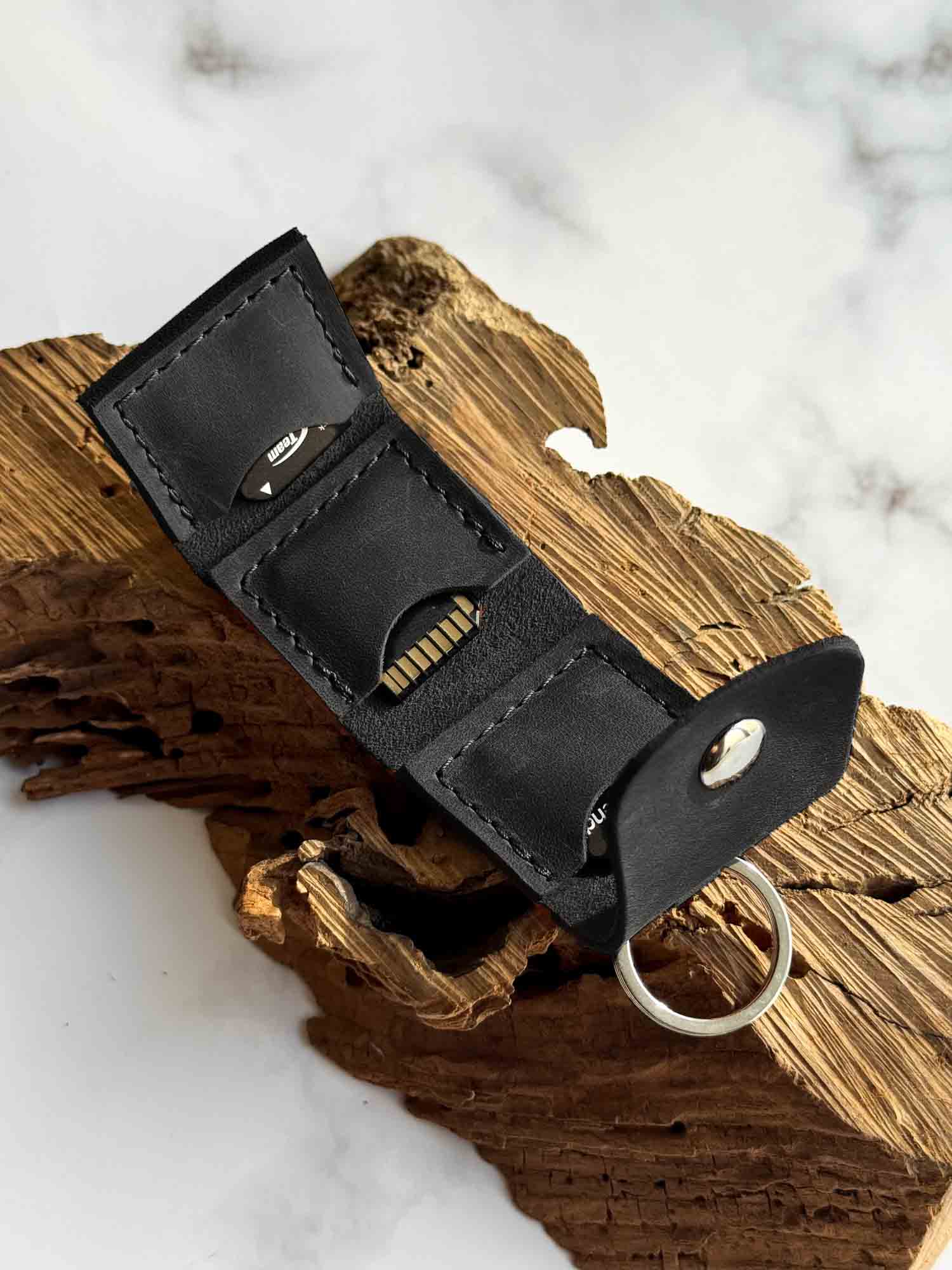 Leather SD Card Holder – 3-Slot Compact Organizer for Photographers