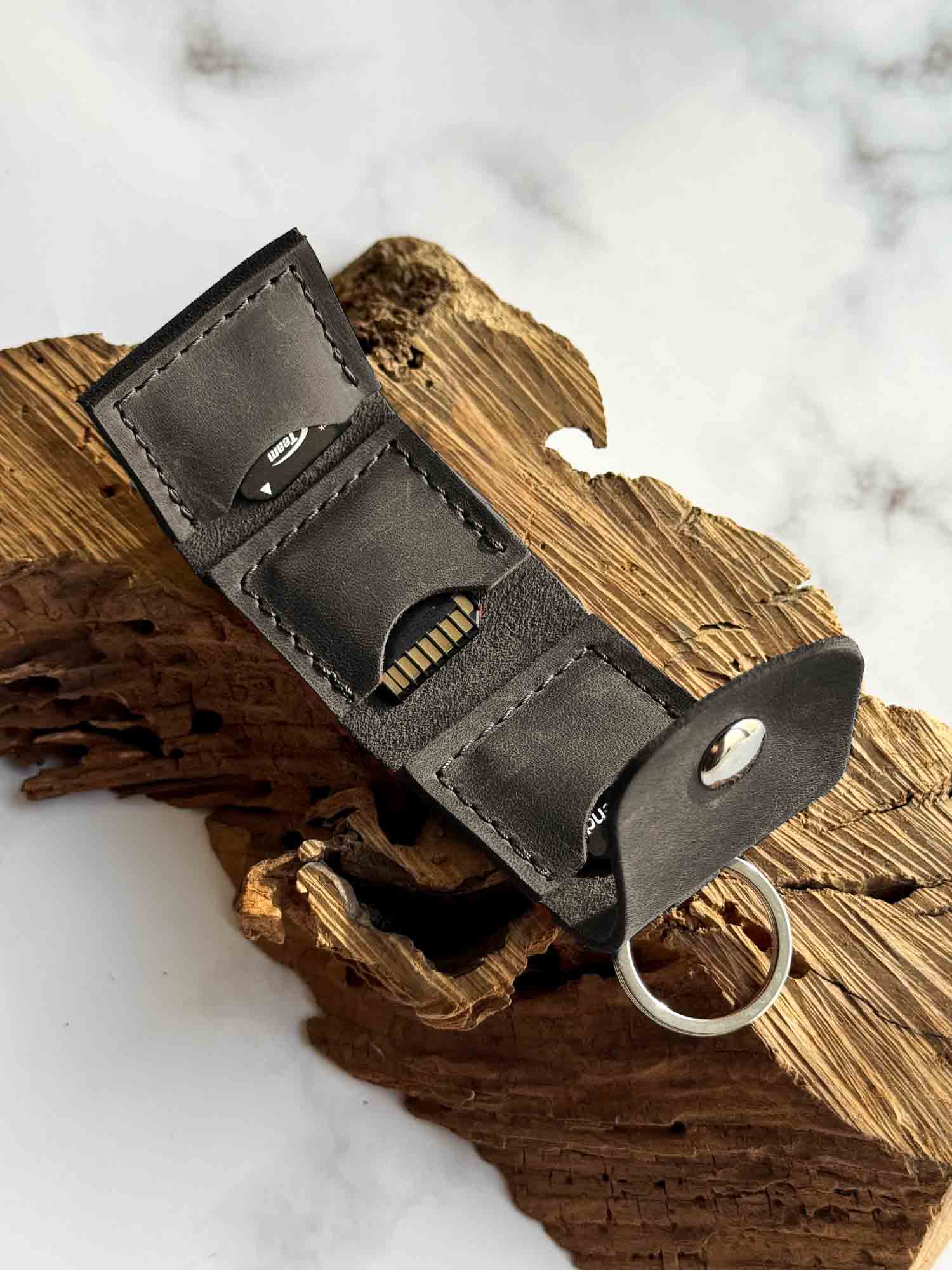 Leather SD Card Holder – 3-Slot Compact Organizer for Photographers