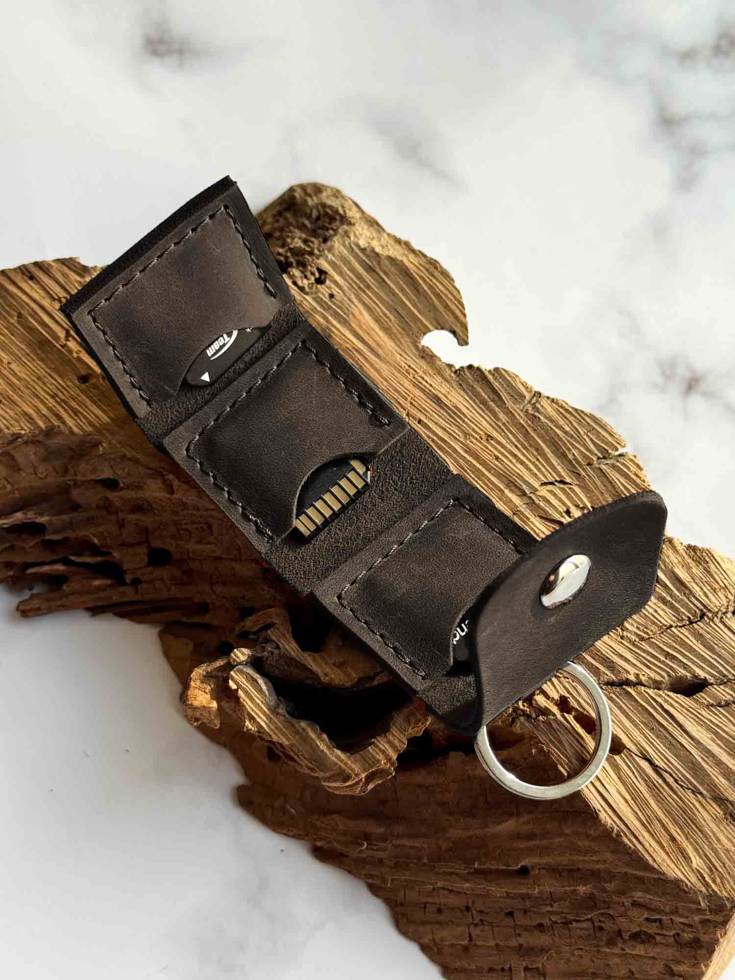 Leather SD Card Holder – 3-Slot Compact Organizer for Photographers