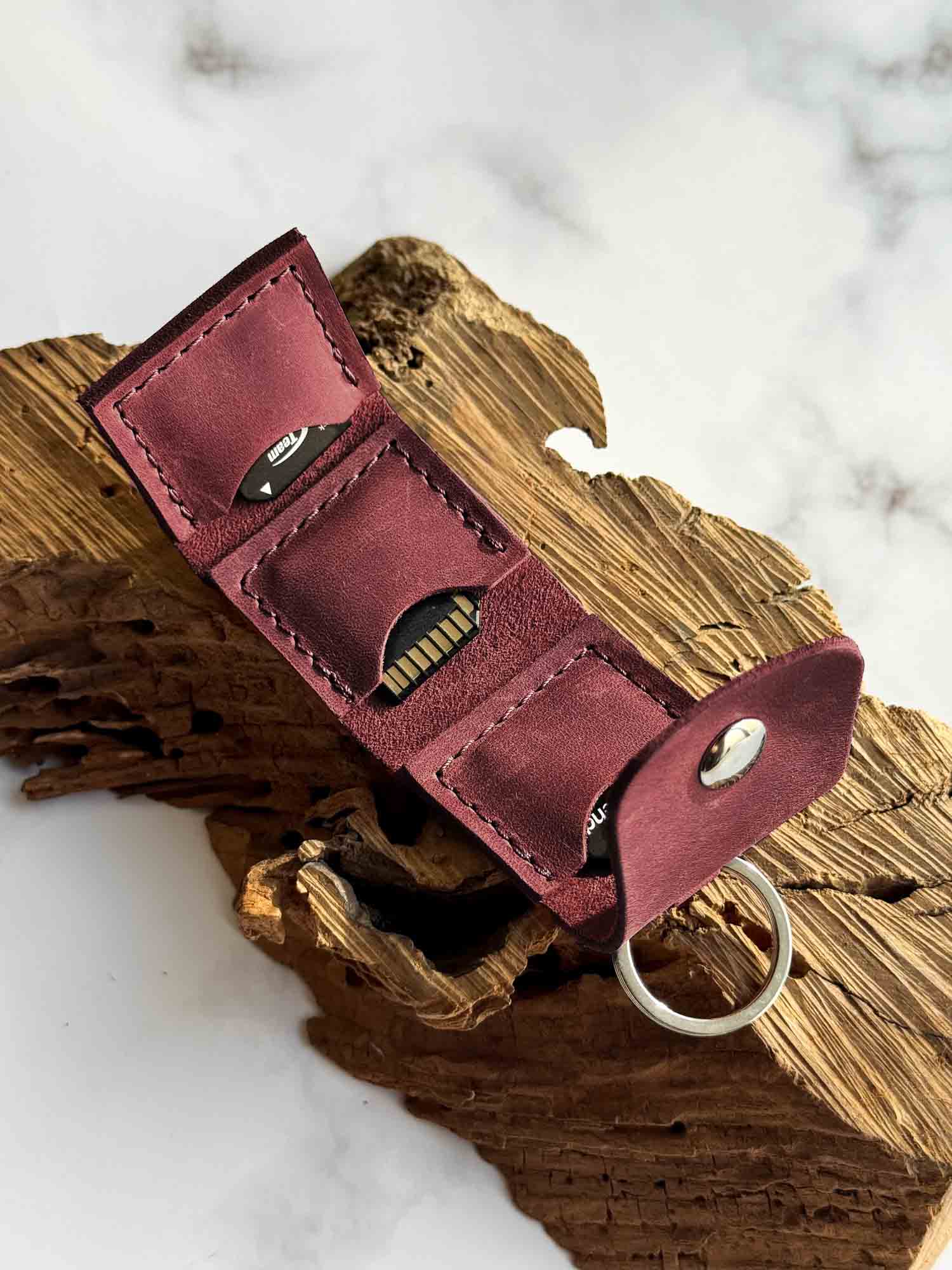 Leather SD Card Holder – 3-Slot Compact Organizer for Photographers