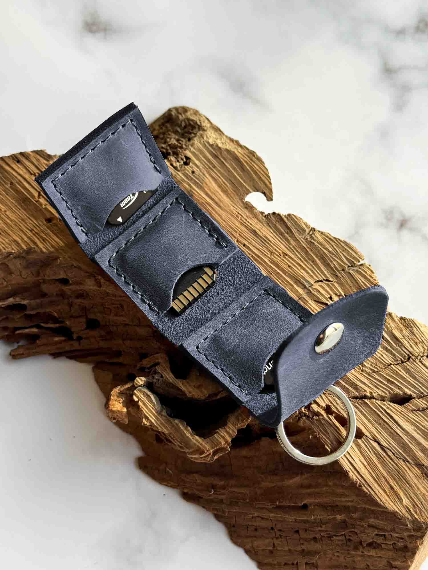 Leather SD Card Holder – 3-Slot Compact Organizer for Photographers
