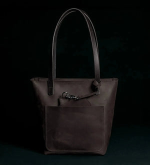 Distressed Cowhide Leather Tote Bag with Removable Pouch