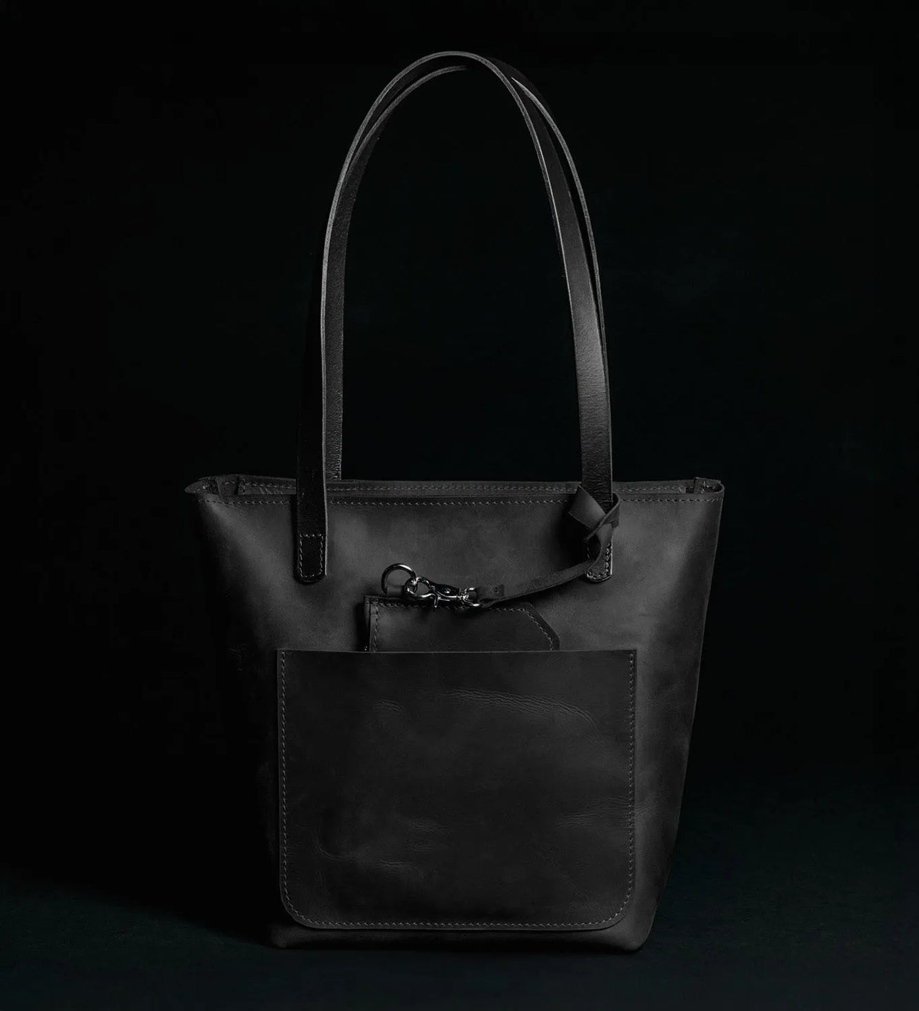 Distressed Cowhide Leather Tote Bag with Removable Pouch