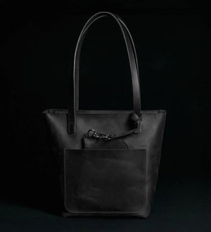 Distressed Cowhide Leather Tote Bag with Removable Pouch