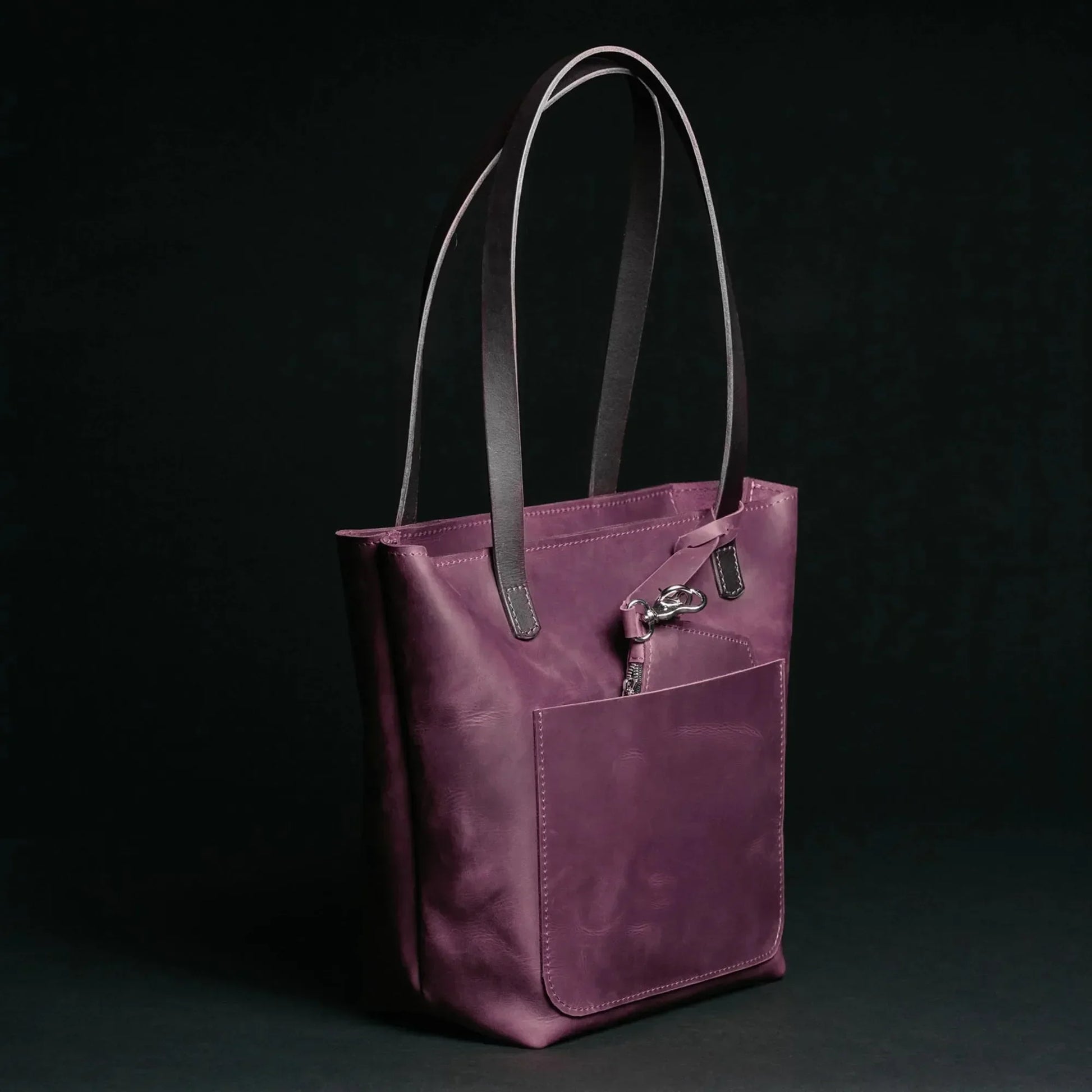 Distressed Cowhide Leather Tote Bag with Removable Pouch