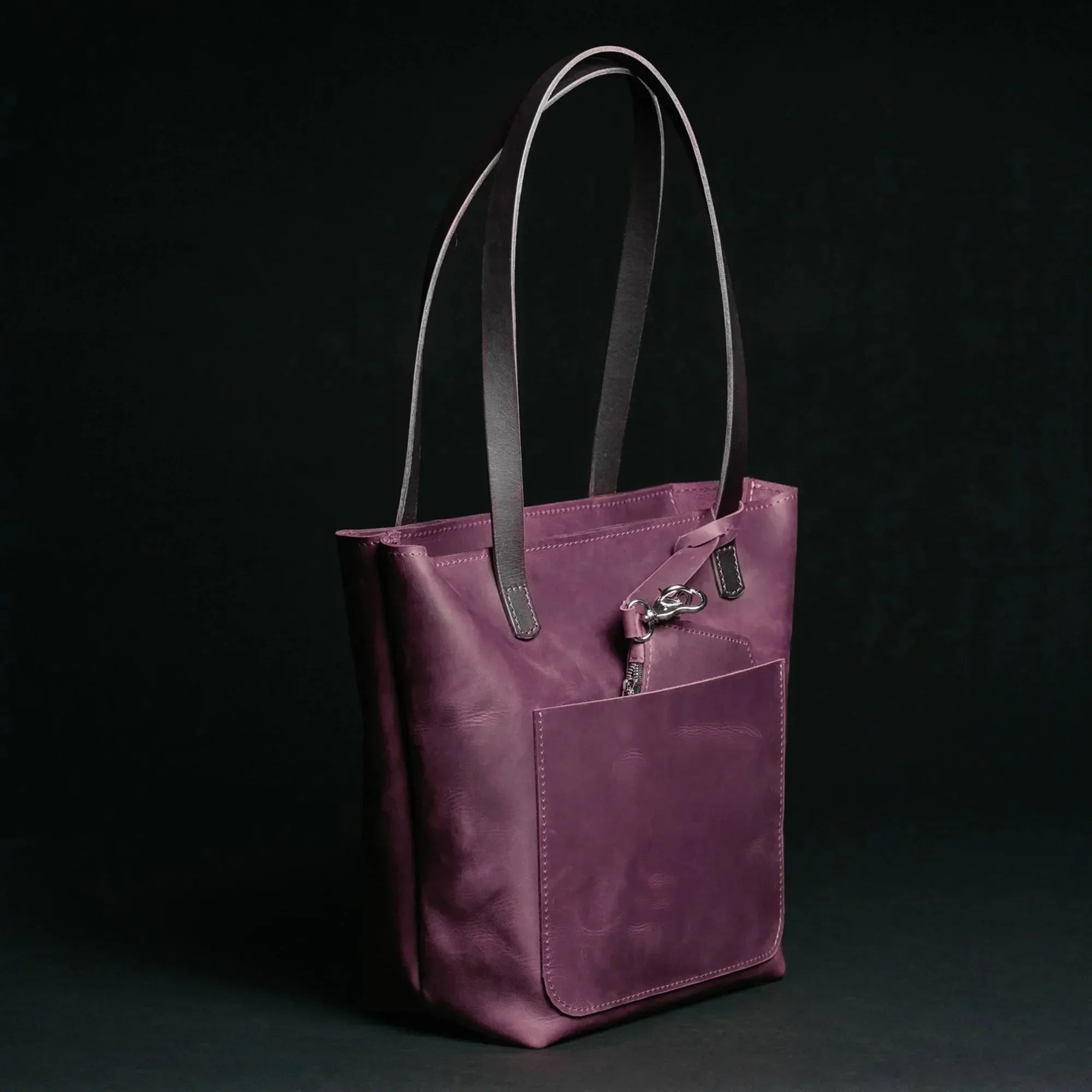 Distressed Cowhide Leather Tote Bag with Removable Pouch