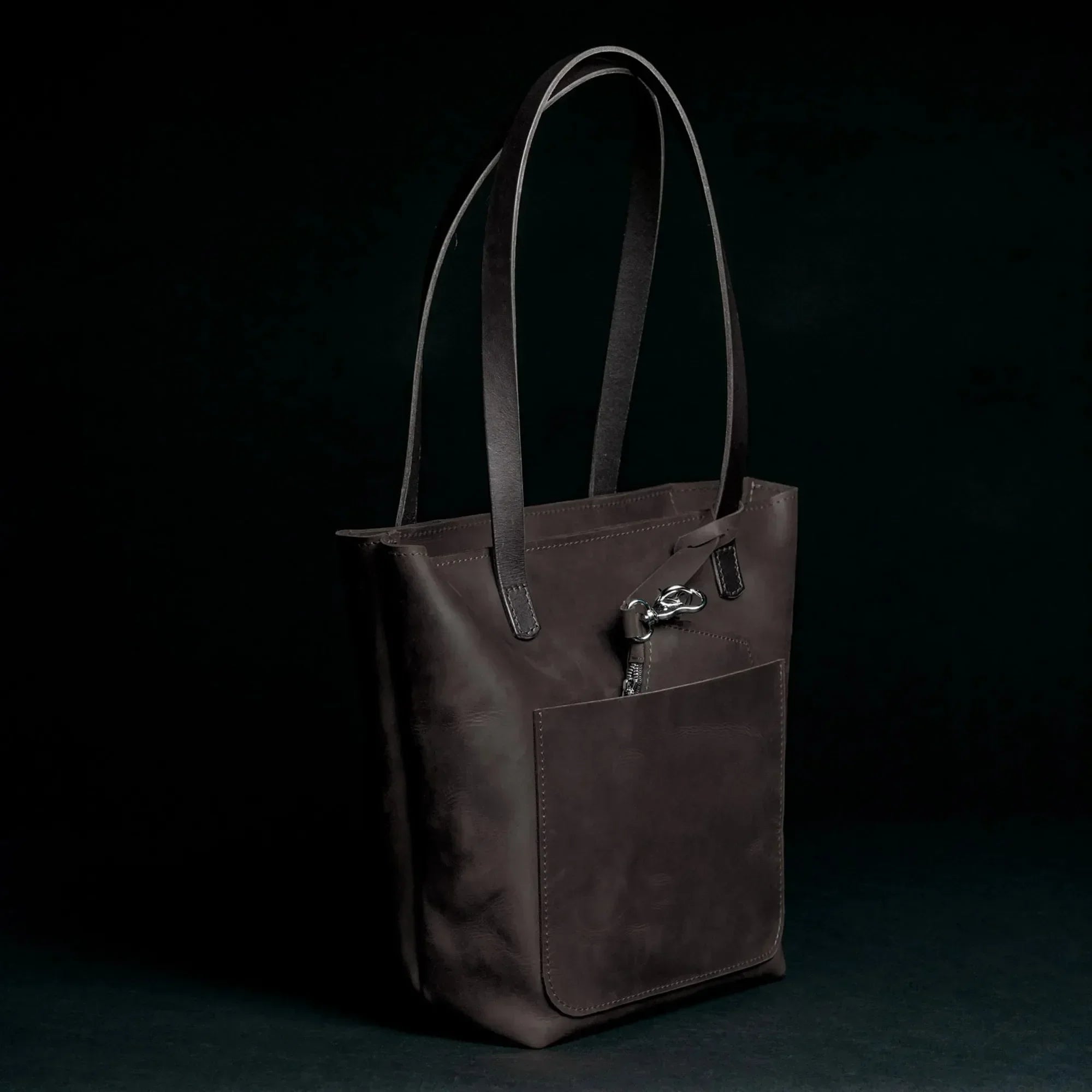 Distressed Cowhide Leather Tote Bag with Removable Pouch