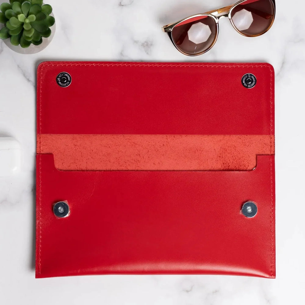 Double-Sided Leather Clutch with Handle