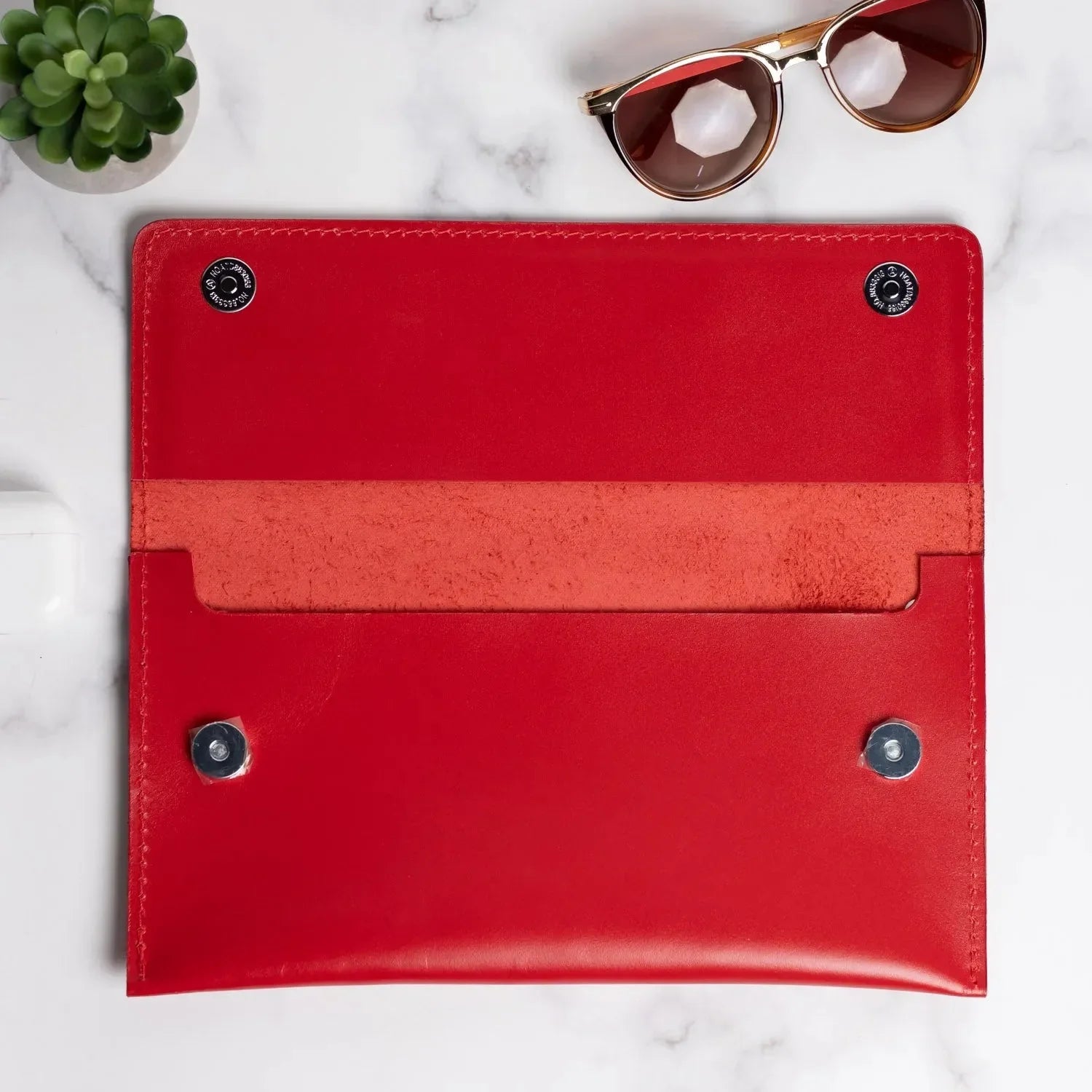 Double-Sided Leather Clutch with Handle