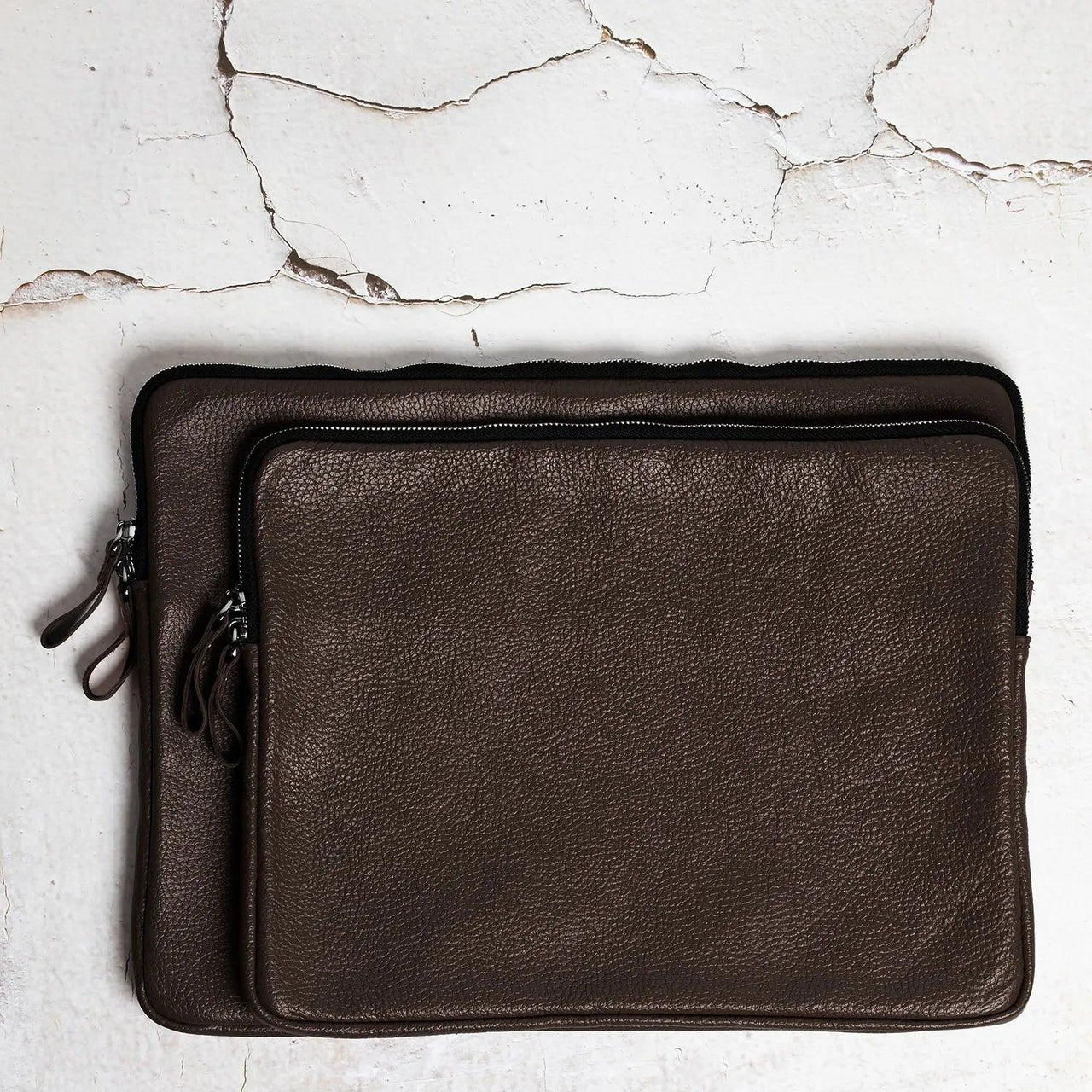 Full Grain Leather Zipper Folio for Laptop & Documents | Black