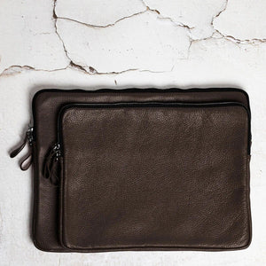 Full Grain Leather Zipper Folio for Laptop & Documents | Black