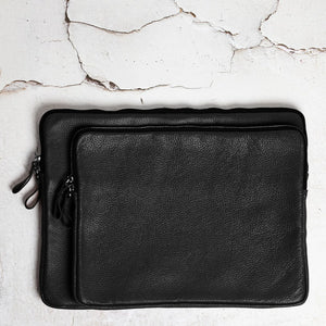 Full Grain Leather Zipper Folio for Laptop & Documents | Black
