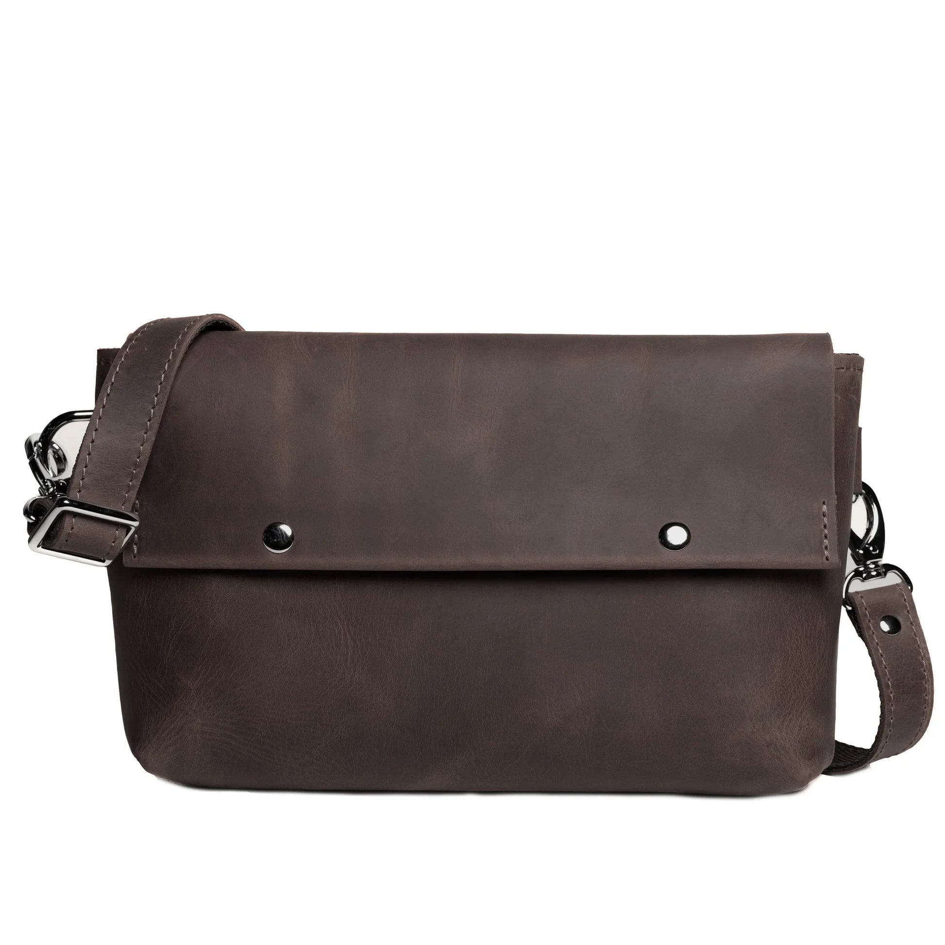 Matte Waxed Leather Unisex Crossbody Bag - Convertible to Waist bag, Clutch