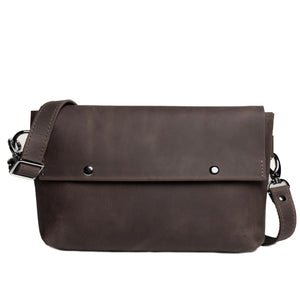Matte Waxed Leather Unisex Crossbody Bag - Convertible to Waist bag, Clutch