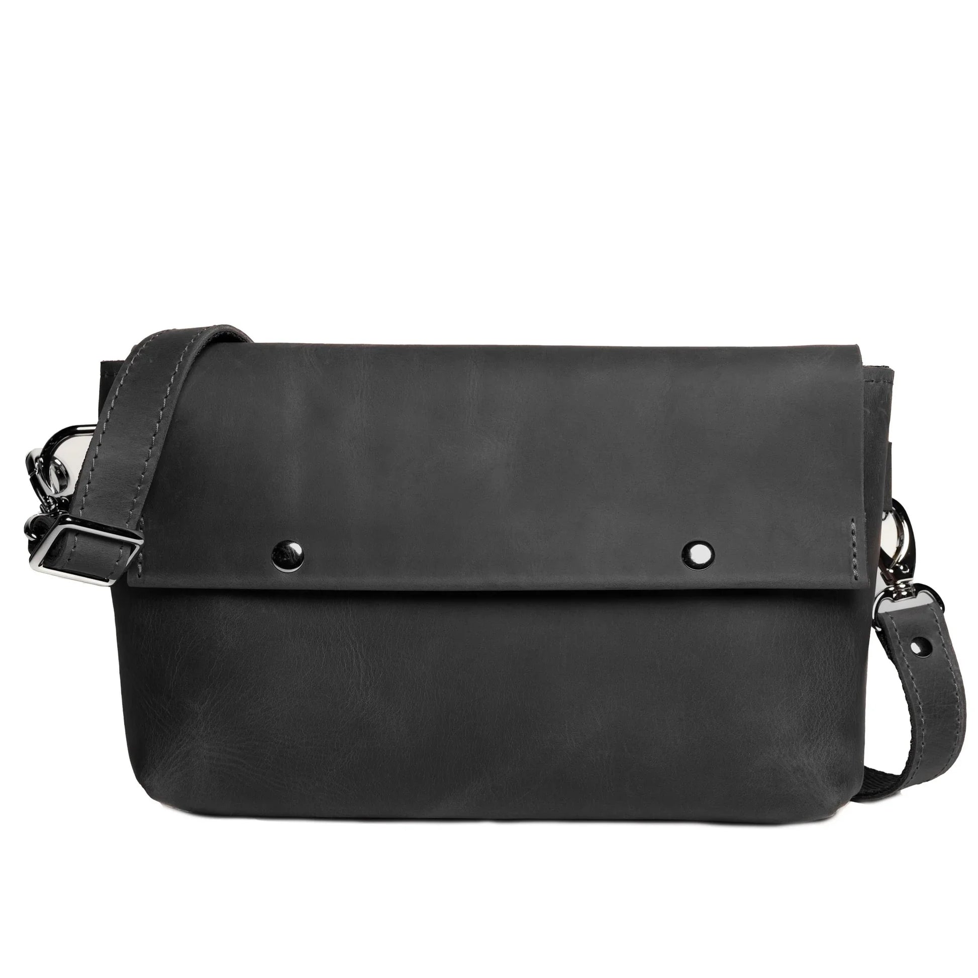 Matte Waxed Leather Unisex Crossbody Bag - Convertible to Waist bag, Clutch