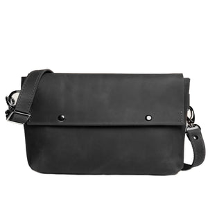 Matte Waxed Leather Unisex Crossbody Bag - Convertible to Waist bag, Clutch