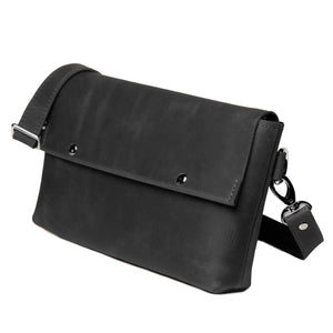 Matte Waxed Leather Unisex Crossbody Bag - Convertible to Waist bag, Clutch