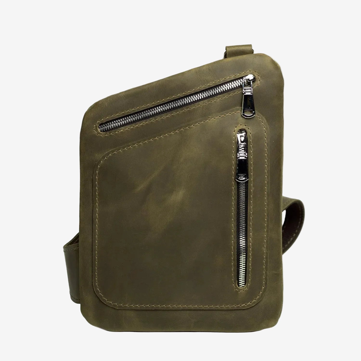 Men’s Sling Bag in Waxed Matte Leather | Hidden Back Pocket