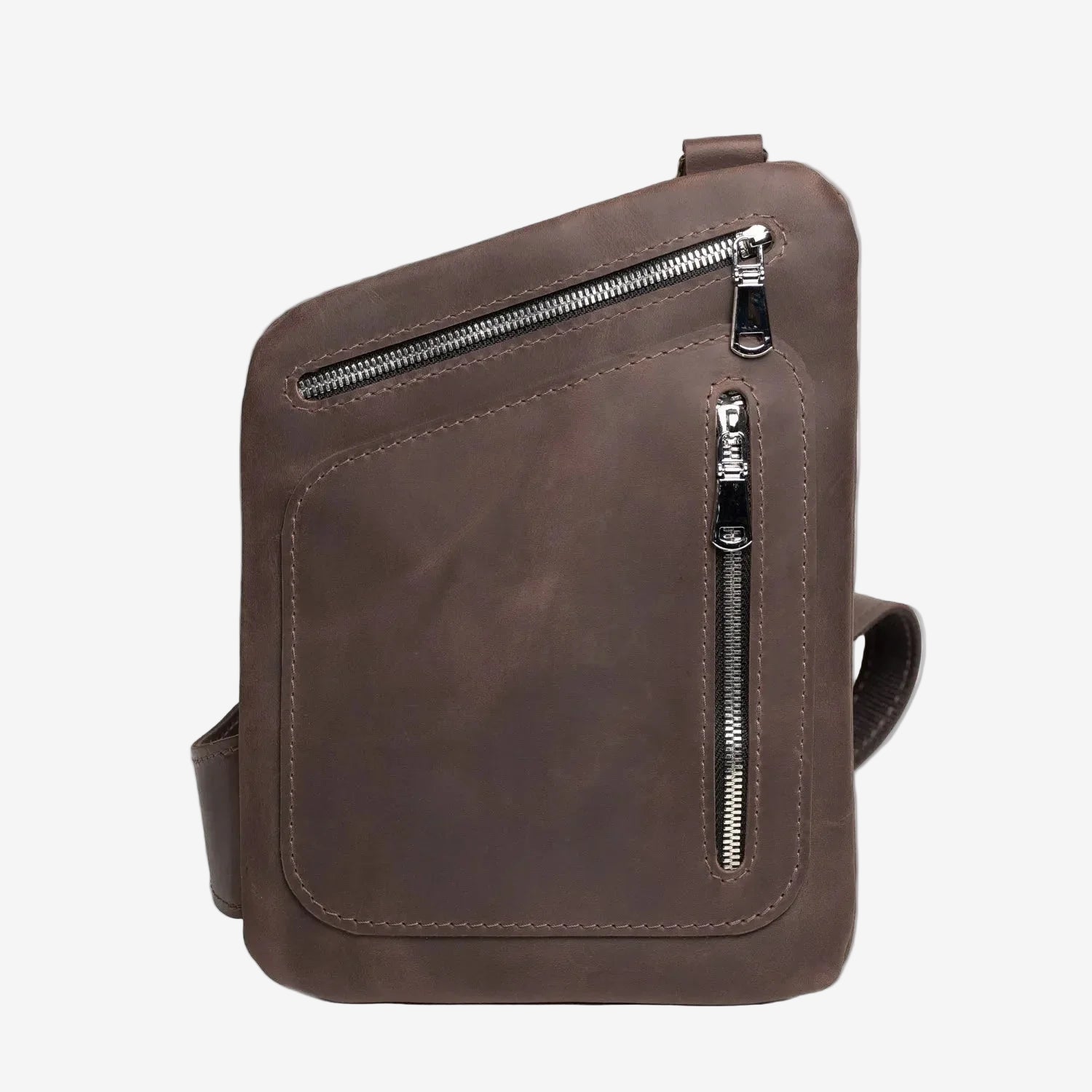Men’s Sling Bag in Waxed Matte Leather | Hidden Back Pocket