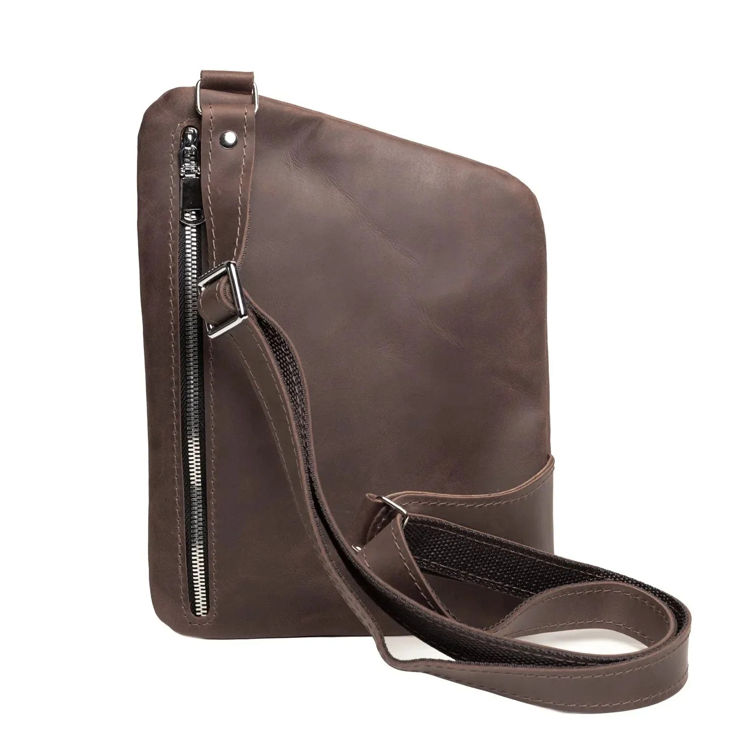 Men’s Sling Bag in Waxed Matte Leather | Hidden Back Pocket