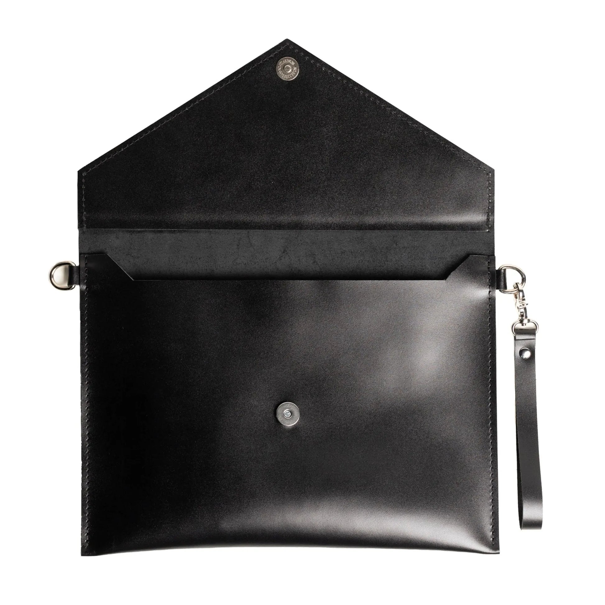 Leather Envelope Clutch - A4 | Smooth Black - Wenderfarer