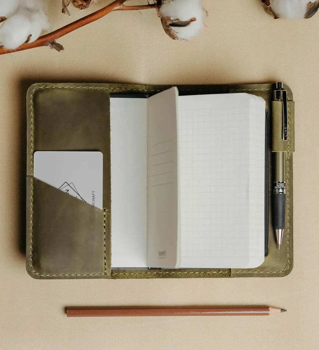 Distressed Leather Journal Cover – A6/A5/A4, Elastic + Pen Loop