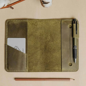 Distressed Leather Journal Cover – A6/A5/A4, Elastic + Pen Loop