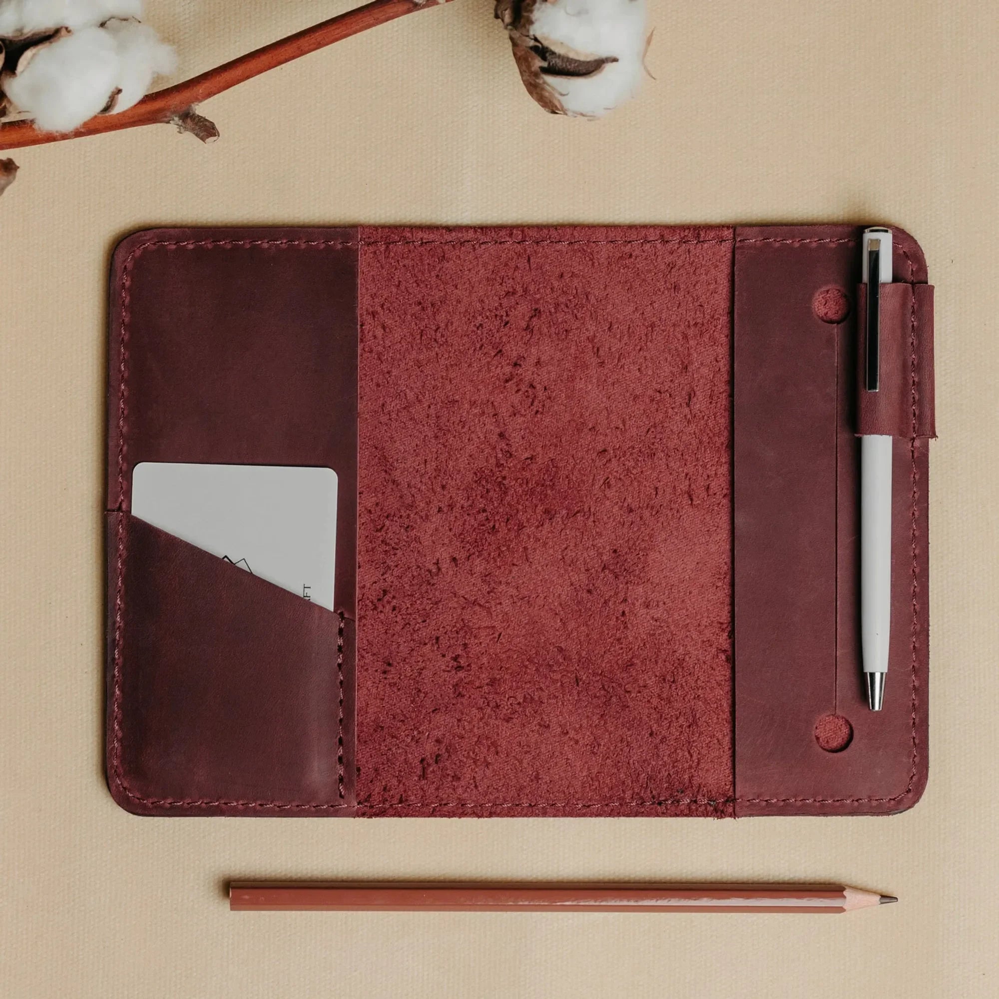 Distressed Leather Notebook cover A6, A5, B5, B6, A4 | Burgundy - Wenderfarer