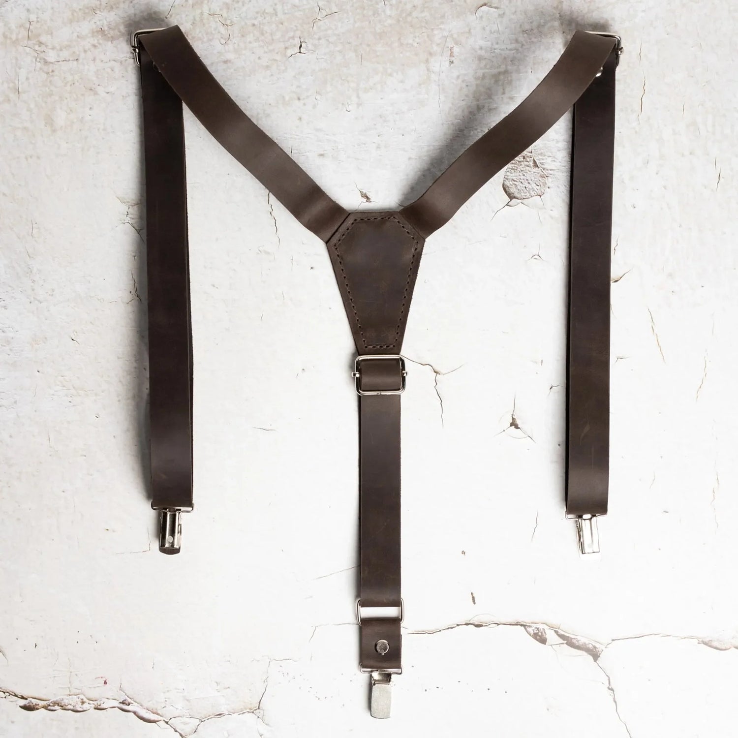 Y-Back Matte Leather Suspenders for Men – Rustic Style