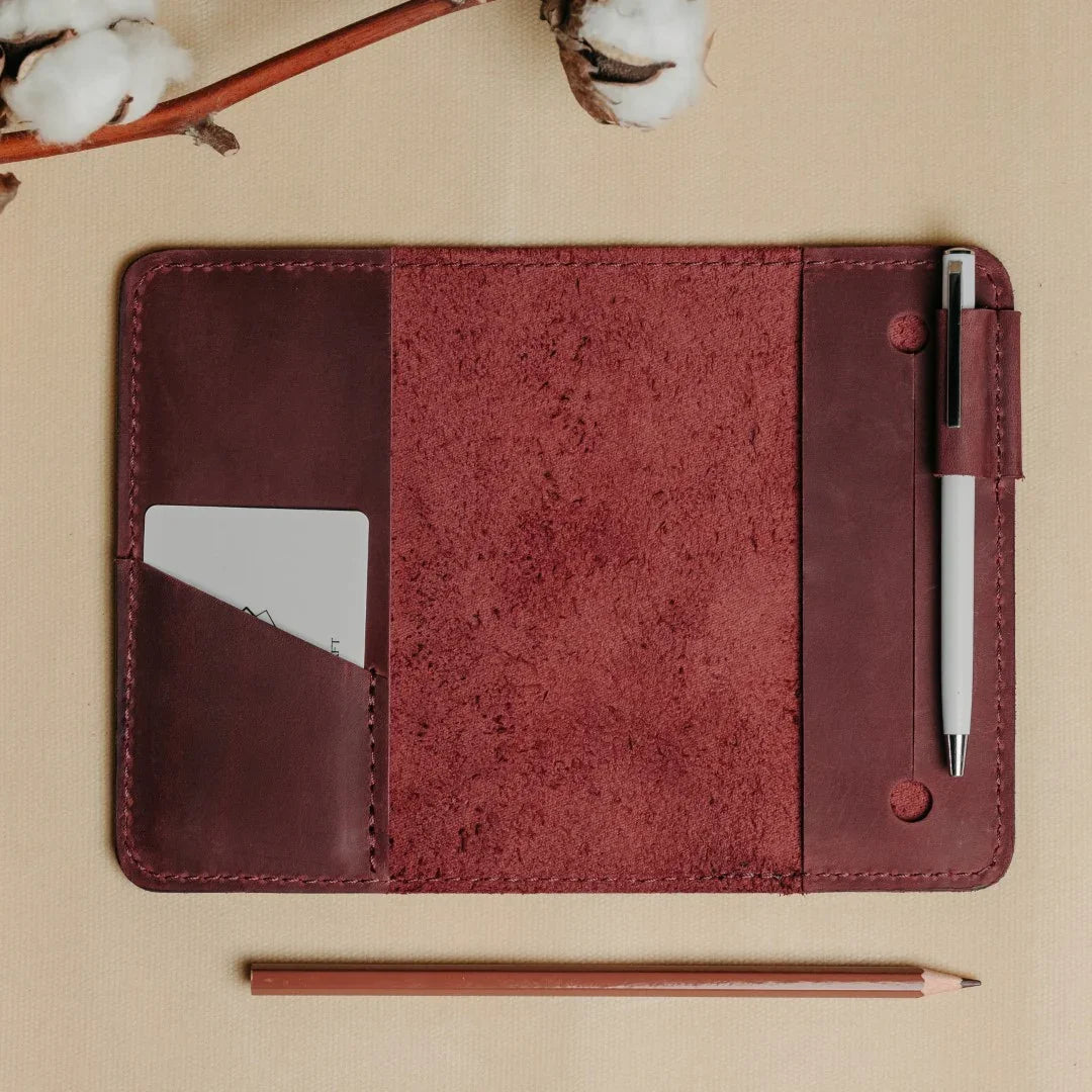 Distressed Leather Journal Cover – A6/A5/A4, Elastic + Pen Loop