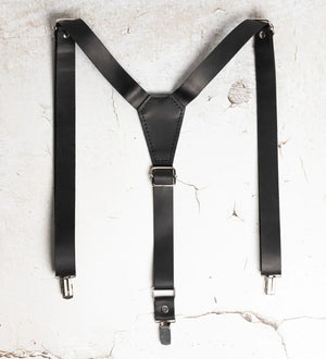 Y-Back Matte Leather Suspenders for Men – Rustic Style