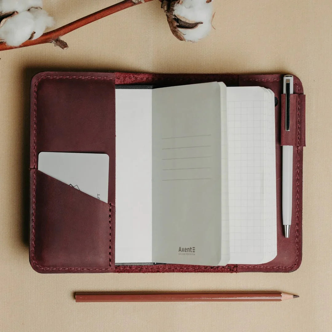 Distressed Leather Journal Cover – A6/A5/A4, Elastic + Pen Loop