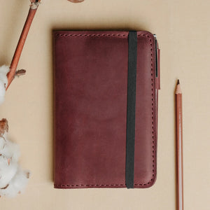 Distressed Leather Notebook cover A6, A5, B5, B6, A4 | Burgundy - Wenderfarer