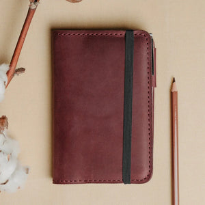 Distressed Leather Journal Cover – A6/A5/A4, Elastic + Pen Loop