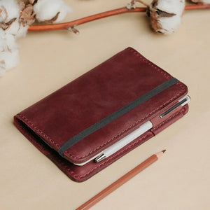 Distressed Leather Journal Cover – A6/A5/A4, Elastic + Pen Loop
