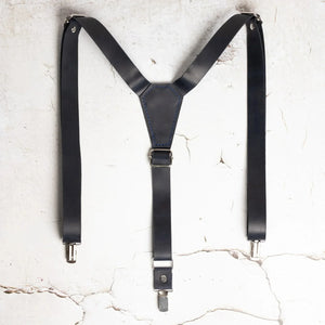 Y-Back Matte Leather Suspenders for Men – Rustic Style