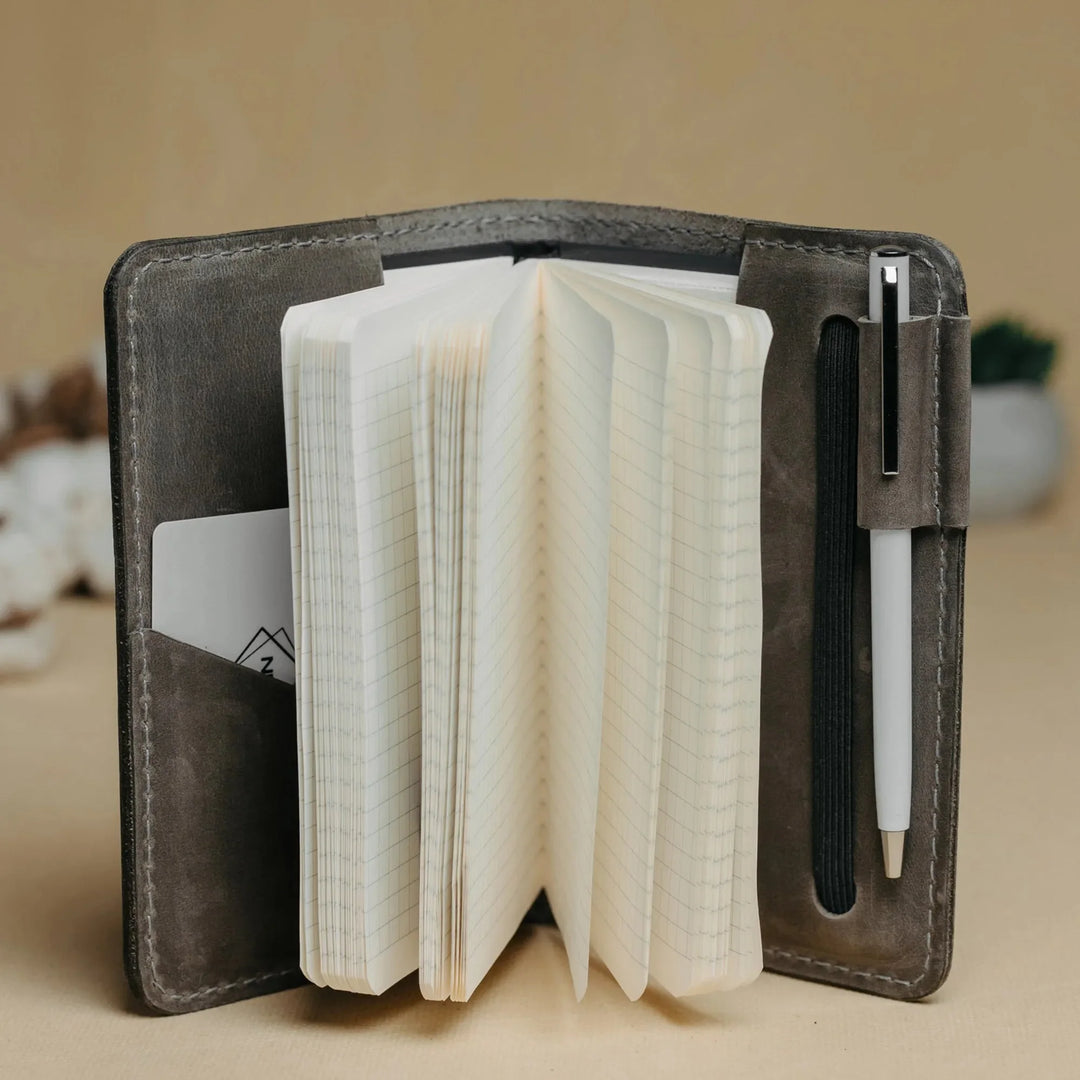 Distressed Leather Journal Cover – A6/A5/A4, Elastic + Pen Loop