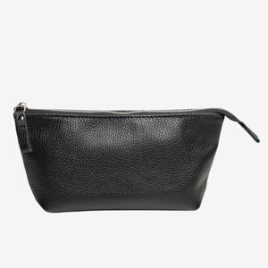 Full grain Leather Makeup Bag - Allure | Graini Black - Wenderfarer
